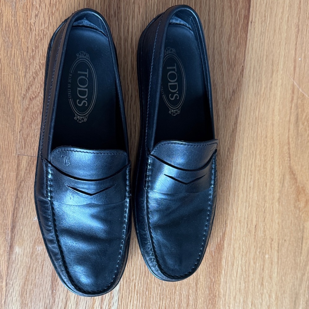 Tod's Men's Classic Black Leather Slip-Ons